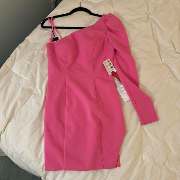 Mac Duggal Pink One-Shoulder Dress Size 0 - Picture 1 of 6